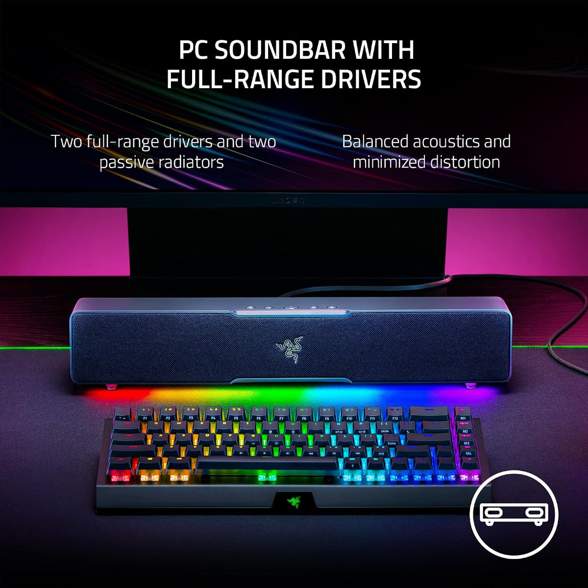 Razer Leviathan V2 X Compact Gaming Soundbar | Bluetooth 5.0 | USB-C | 14-Zone Chroma RGB | 20W - Black