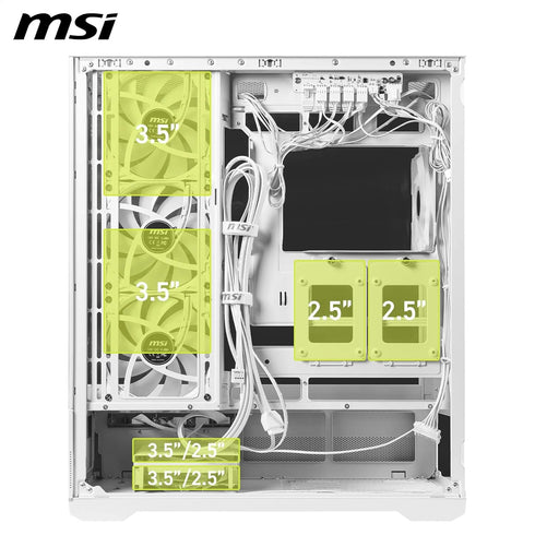 MSI MAG PANO 110R PZ WHITE - Mid Tower Case, ARGB-Fan Control, 270-Degree Display