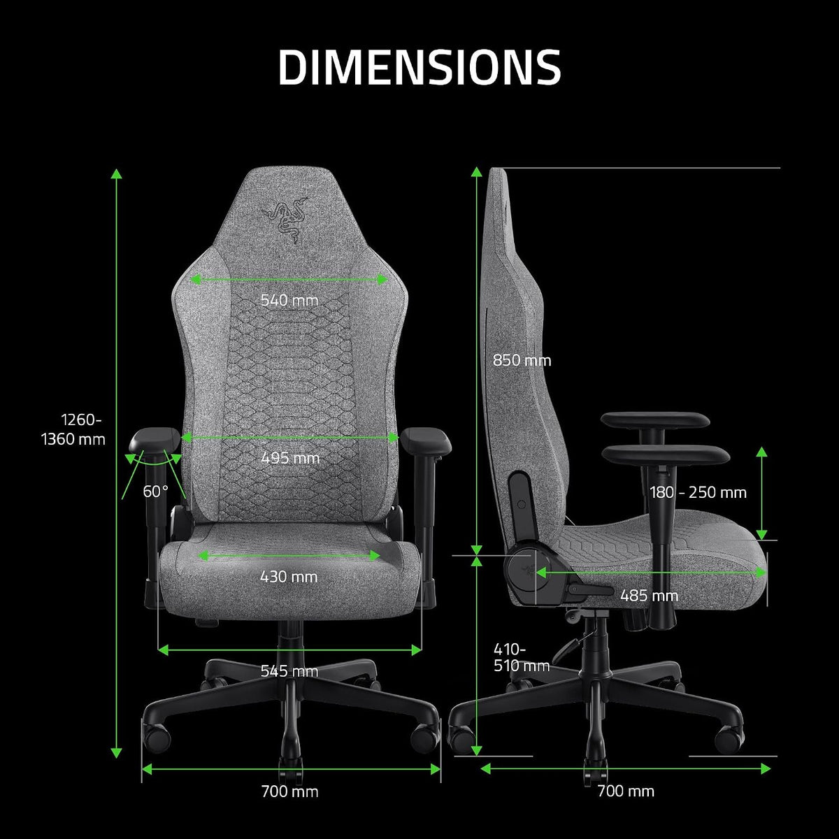 Razer Iskur V2 X Gaming Chair 2D Armrest 152° Recline Integrated Lumbar - Light Gray