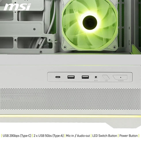 MSI MAG PANO 110R PZ WHITE - Mid Tower Case, ARGB-Fan Control, 270-Degree Display