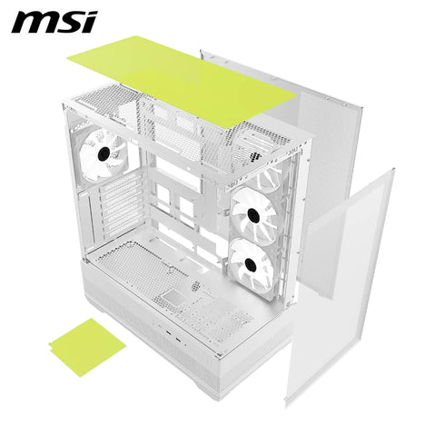 MSI MAG PANO 110R PZ WHITE - Mid Tower Case, ARGB-Fan Control, 270-Degree Display