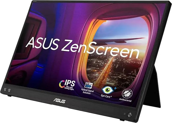 ASUS ZenScreen MB16ACV Portable USB Monitor- 15.6 inch Full HD, IPS, Hybrid Signal Solution, USB Type-C, Flicker Free, Blue Light Filter, Anti-glare surface, Antibacterial treatment