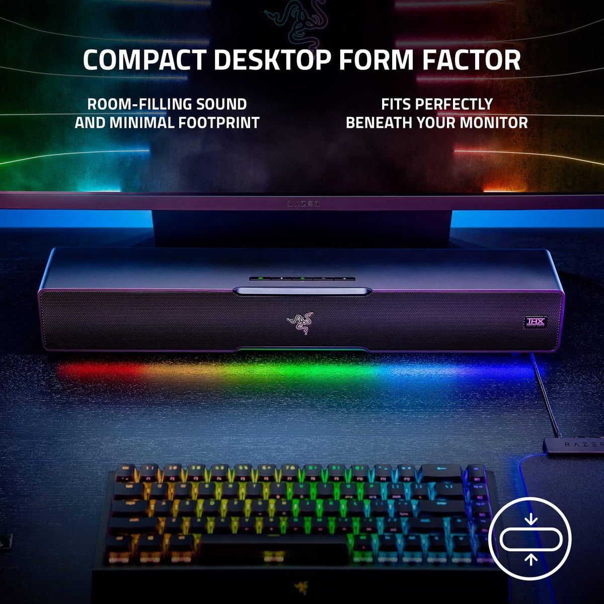 Razer Leviathan V2 Multi-Driver Gaming Soundbar and Subwoofer | THX Spatial Audio | Bluetooth 5.2 | 18-Zone Chroma RGB