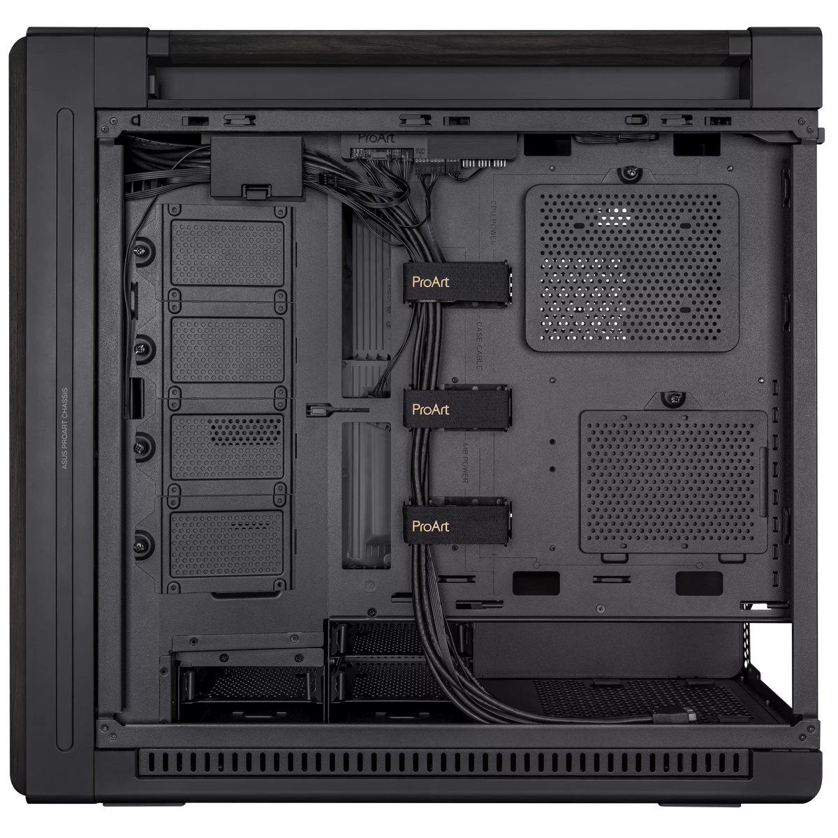 ASUS ProArt PA602 Wood Edition TG Case | Walnut Wood | E-ATX | 440mm GPU | 420mm Rad | USB-C 20Gbps | Modern Black