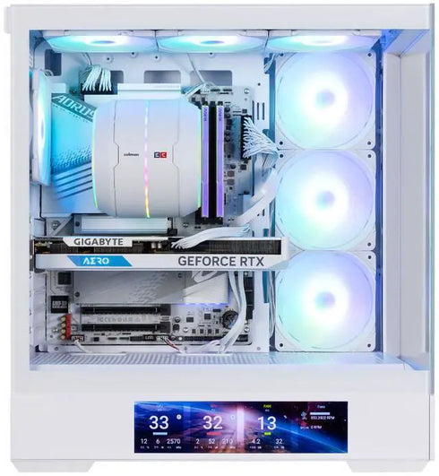 Zalman P40 DS ATX Mid-Tower PC Case - 9.1 in LCD Screen, 4 x ARGB Fans Preinstalled, Supports up to 10 Fans, 420mm GPU, 360mm Radiator, USB Type-C, Ultimate LCD Display Gaming PC Case, White