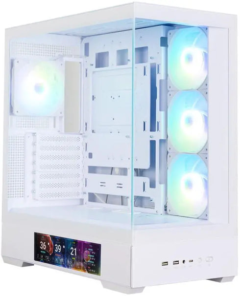 Zalman P40 DS ATX Mid-Tower PC Case - 9.1 in LCD Screen, 4 x ARGB Fans Preinstalled, Supports up to 10 Fans, 420mm GPU, 360mm Radiator, USB Type-C, Ultimate LCD Display Gaming PC Case, White