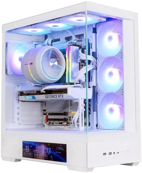 Zalman P40 DS ATX Mid-Tower PC Case - 9.1 in LCD Screen, 4 x ARGB Fans Preinstalled, Supports up to 10 Fans, 420mm GPU, 360mm Radiator, USB Type-C, Ultimate LCD Display Gaming PC Case, White