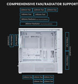 Alt view image 6 of 7 - Lian Li LANCOOL 217 INF White Infinity Mirror Computer Case, Mid-Tower ATX PC Case w/ 3 Pre-Installed Fans, 2x170mm ARGB Fans, 1x140mm, Front Mirror Glass Panel, Optimized Airflow - White (LAN217INFW)
