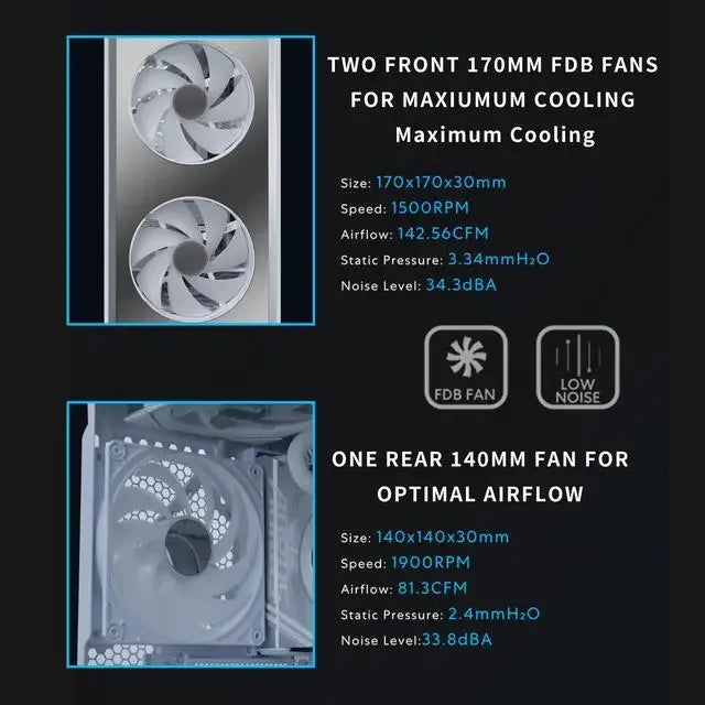 Alt view image 7 of 7 - Lian Li LANCOOL 217 INF White Infinity Mirror Computer Case, Mid-Tower ATX PC Case w/ 3 Pre-Installed Fans, 2x170mm ARGB Fans, 1x140mm, Front Mirror Glass Panel, Optimized Airflow - White (LAN217INFW)