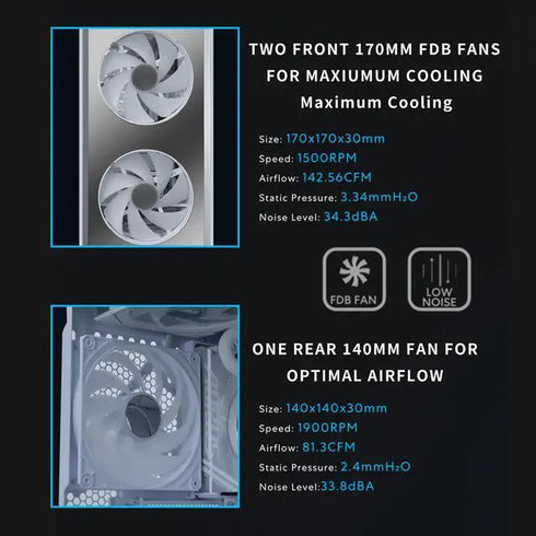 Alt view image 7 of 7 - Lian Li LANCOOL 217 INF White Infinity Mirror Computer Case, Mid-Tower ATX PC Case w/ 3 Pre-Installed Fans, 2x170mm ARGB Fans, 1x140mm, Front Mirror Glass Panel, Optimized Airflow - White (LAN217INFW)