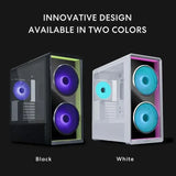 Alt view image 2 of 7 - Lian Li LANCOOL 217 INF White Infinity Mirror Computer Case, Mid-Tower ATX PC Case w/ 3 Pre-Installed Fans, 2x170mm ARGB Fans, 1x140mm, Front Mirror Glass Panel, Optimized Airflow - White (LAN217INFW)