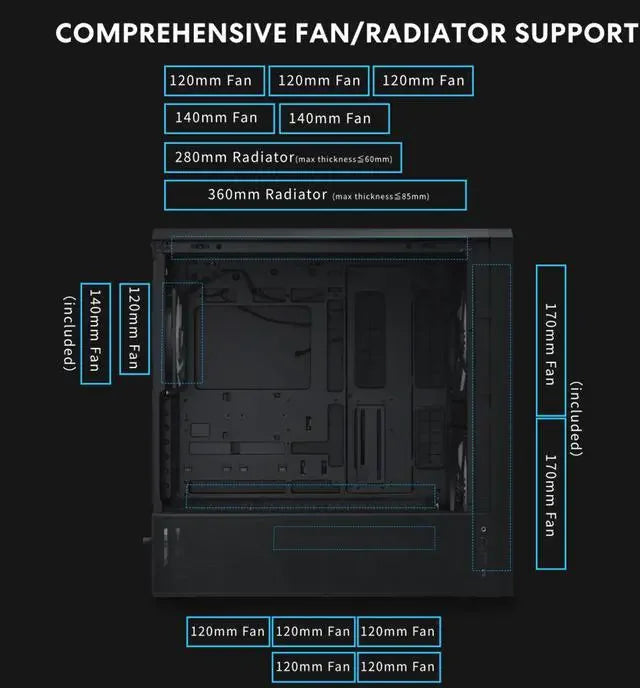 Lian Li LANCOOL 217 INF Black Infinity Mirror Computer Case, Mid-Tower ATX PC Case, Black