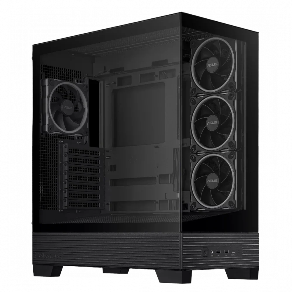 Asus A31 Plus TG ARGB Mid-Tower Case – Black, Dual Tempered Glass, BTF Hidden-Connector Support, 4x Pre-installed ARGB Fans