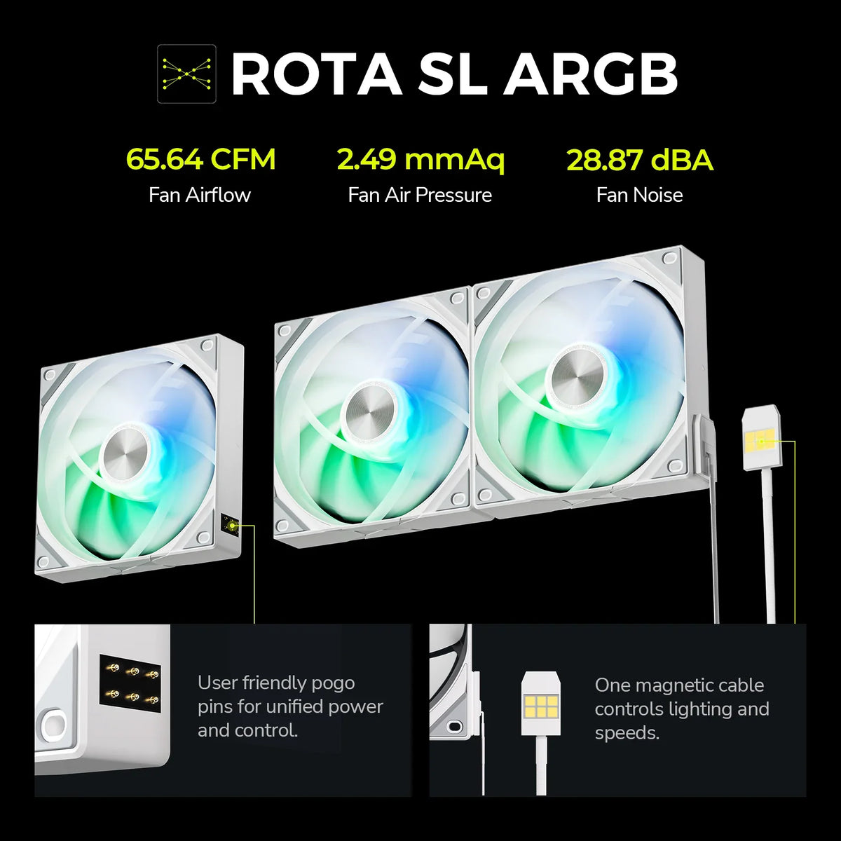 TRYX ROTA SL ARGB 120mm Case Fan White - angle view