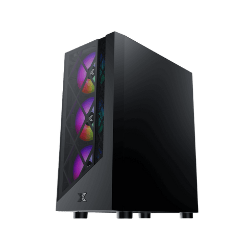 Xigmatek Duke ATX Mid-Tower Gaming Case – Black, Tempered Glass Front & Side Panels, 4x Pre-Installed RGB Fans, 360mm Radiator Support