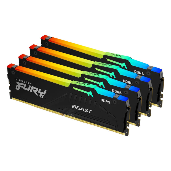 Kingston 64GB 6000MT/s DDR5 CL40 DIMM Kit of 4 FURY Beast RGB XMP - 64 GB - DDR5