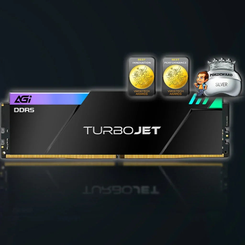 AGI TurboJet UD858 RGB 32GB (16GBx2) DDR5 7200MHz CL34 1.4V Gaming Memory Modules (Black, White)