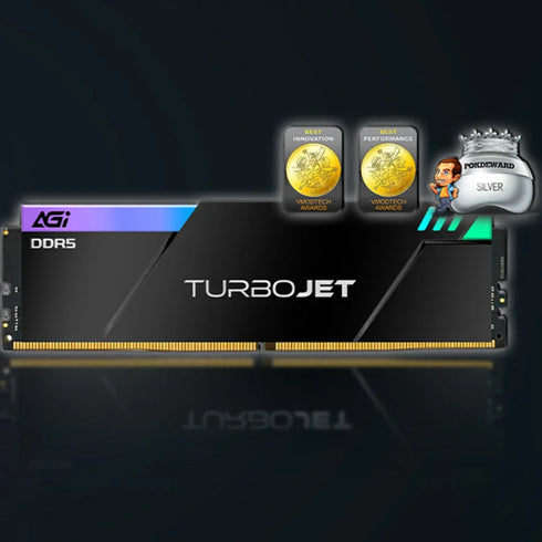 AGI TurboJet UD858 RGB 32GB (16GBx2) DDR5 7200MHz CL34 1.4V Gaming Memory Modules (Black, White)