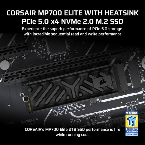 MP700 ELITE with Heatsink 2TB PCIe 5.0 (Gen 5) x4 NVMe M.2 SSD