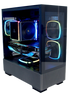 Glossy black computer case with RGB lighting on a white background