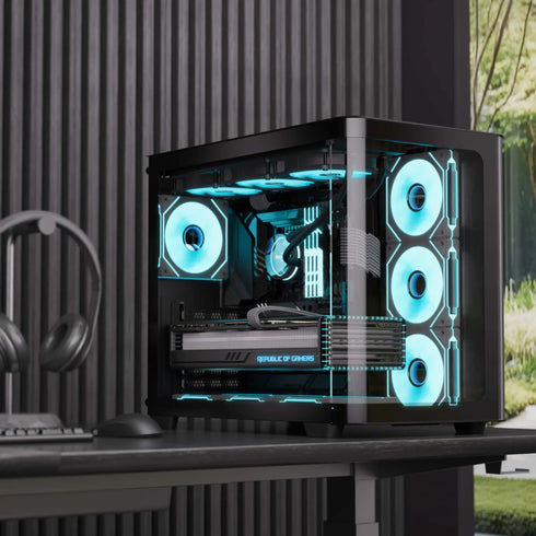 AEROCOOL P500C-G-BK-v1 Mid-Tower Case with Tempered Glass Panels and Pre-installed ARGB Fans - Black - Image 5