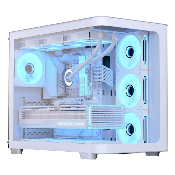 AEROCOOL P500C Mid-Tower Case with Tempered Glass Panels and Pre-installed ARGB Fans – White