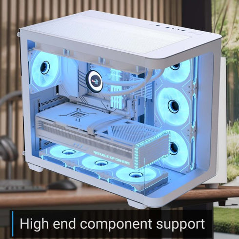 AEROCOOL P500C Mid-Tower Case with Tempered Glass Panels and Pre-installed ARGB Fans – White