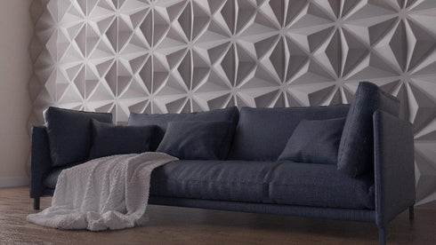 Anigma 3D PVC Wall Panels, Quadro Shape, Black/White, Easy Installation, 12 pieces - Anigma