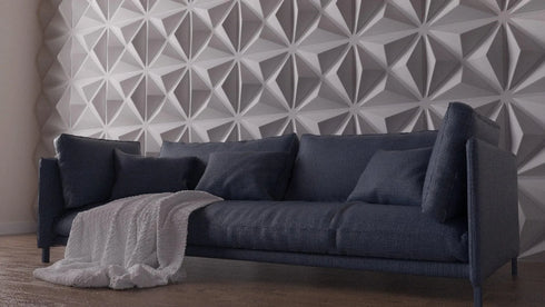 Anigma 3D PVC Wall Panels, Quadro Shape, Black/White, Easy Installation, 12 pieces - Anigma