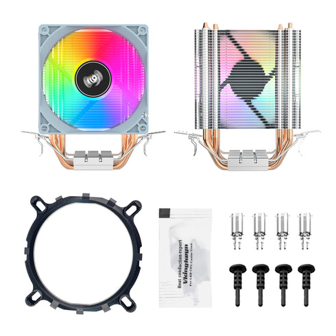 Aigo ICE400SE White CPU Air Cooler – 4 Direct-Contact Heat Pipes, 92mm PWM RGB Fan, 160W TDP, Intel LGA 1700 & AMD AM5 Compatible