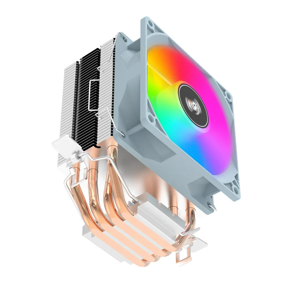 Aigo ICE400SE White CPU Air Cooler – 4 Direct-Contact Heat Pipes, 92mm PWM RGB Fan, 160W TDP, Intel LGA 1700 & AMD AM5 Compatible