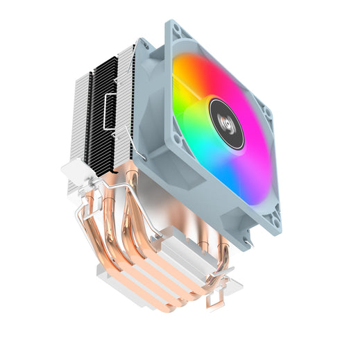 Aigo ICE400SE White CPU Air Cooler – 4 Direct-Contact Heat Pipes, 92mm PWM RGB Fan, 160W TDP, Intel LGA 1700 & AMD AM5 Compatible