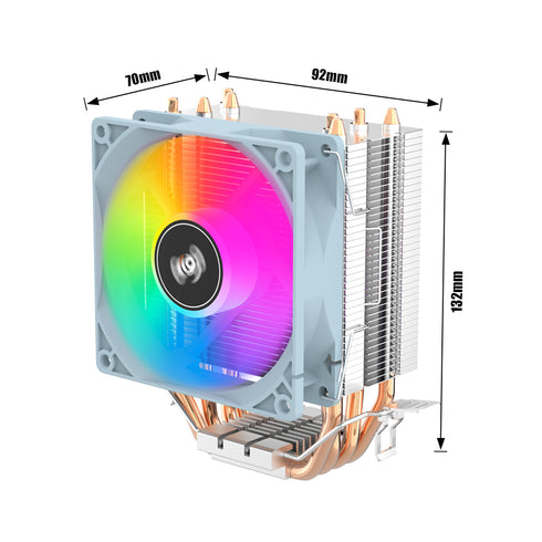 Aigo ICE400SE White CPU Air Cooler – 4 Direct-Contact Heat Pipes, 92mm PWM RGB Fan, 160W TDP, Intel LGA 1700 & AMD AM5 Compatible