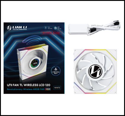 LIAN LI TL120 LCD Wireless Reverse 120mm ARGB With Controller White (1 Fan)
