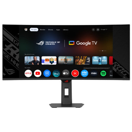 ASUS ROG Strix OLED XG34WCDMTG Curved Gaming Monitor – 34-inch 3440x1440, 240Hz, 0.03ms (GTG), FreeSync & G-Sync Compatible, Android 14 Google TV, WiFi 6, NVIDIA GeForce NOW Pre-Installed, Dolby Vision & Dolby Atmos
