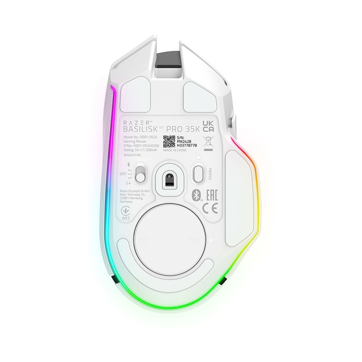 Razer Basilisk V3 Pro 35K HyperSpeed Wireless 112g Focus Pro 35K Gaming Mouse - White
