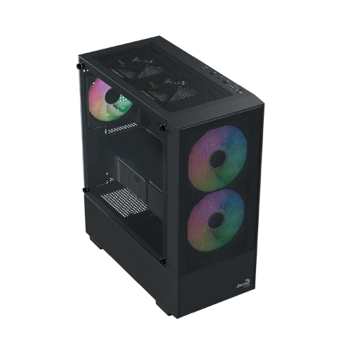 Aerocool B508A Flow Gaming Mid Tower Case with Tempered Glass, Black