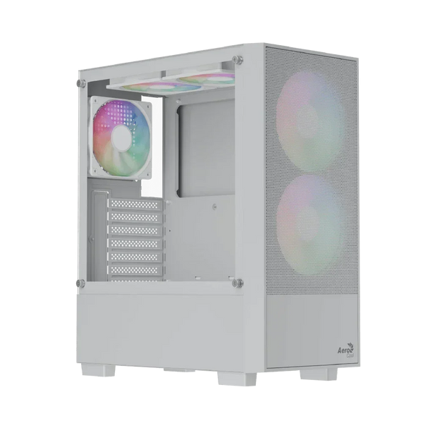 Aerocool B508A Flow Gaming Mid Tower Case with Tempered Glass, White