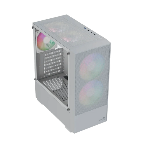 Aerocool B508A Flow Gaming Mid Tower Case with Tempered Glass, White