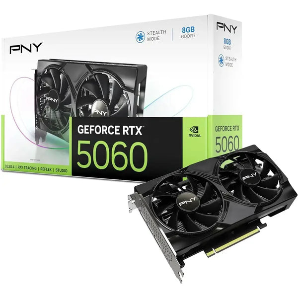 PNY NVIDIA GeForce RTX™ 5060 Dual Fan, Graphics Card (8GB GDDR7, 128-bit, SFF-Ready, PCIe® 5.0)