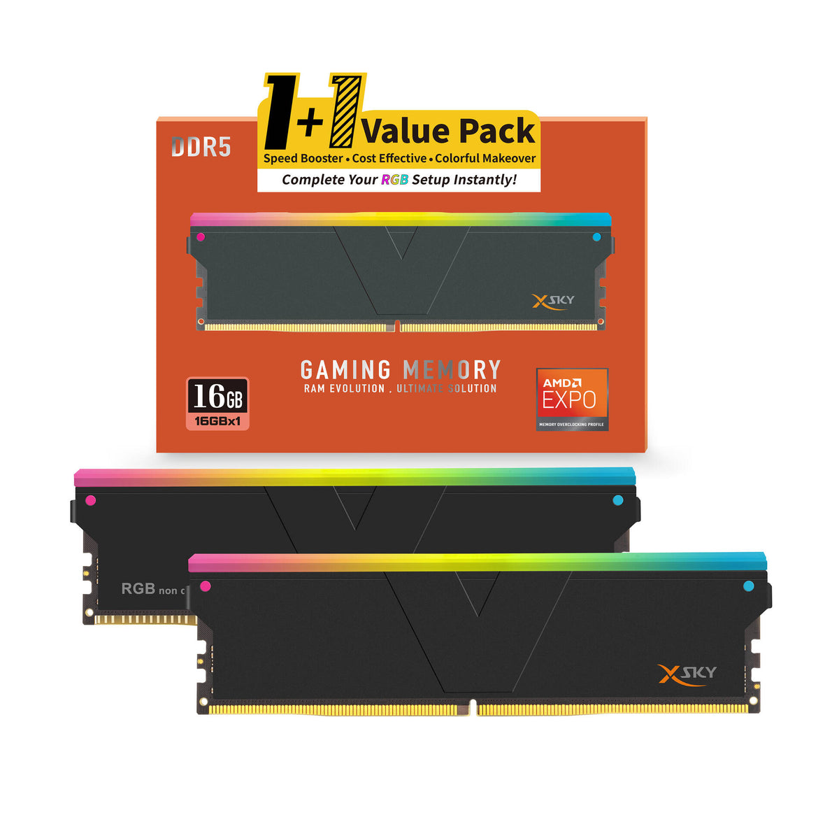 V-Color Manta XSky RGB 16GB + RGB Filler DDR5 6000MT/s Black