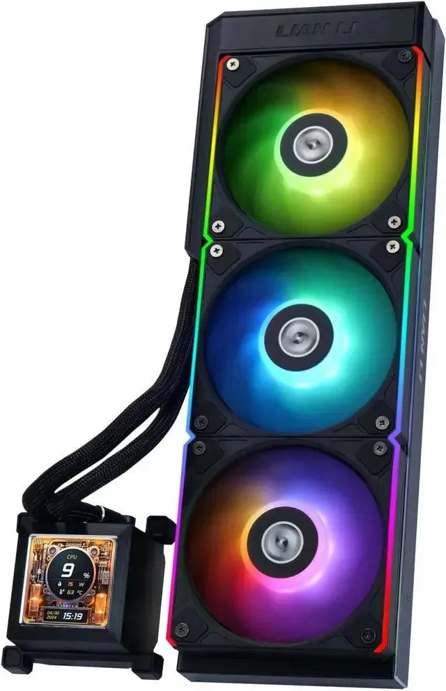 Lian Li HydroShift LCD 360R AIO Liquid CPU Cooler 360mm with IPS Display Black - Anigma