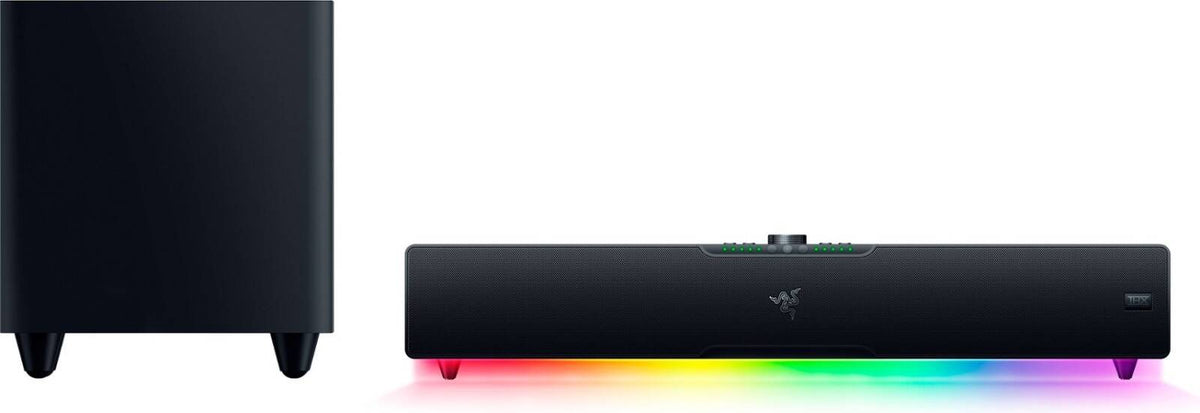Razer Leviathan V2 Pro AI Beamforming Gaming Soundbar and Subwoofer | THX Spatial Audio | Head Tracking | 30-Zone Chroma RGB | 65W - Black