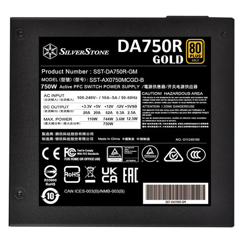 SilverStone DA750R 80 Plus Gold ATX Power Supply - Anigma