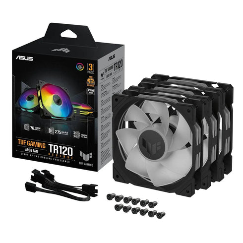 ASUS TUF Gaming TR120 ARGB Reverse Blade Black (1 Pack) (3 Fans In Total) - Anigma