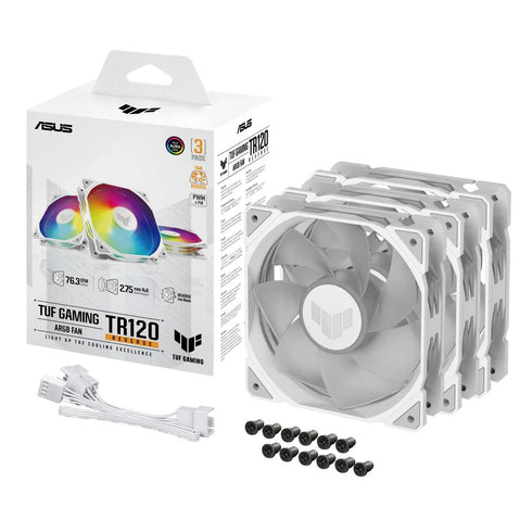 ASUS TUF Gaming TR120 ARGB Reverse Blade White (1 Pack) (3 Fans In Total) - Anigma