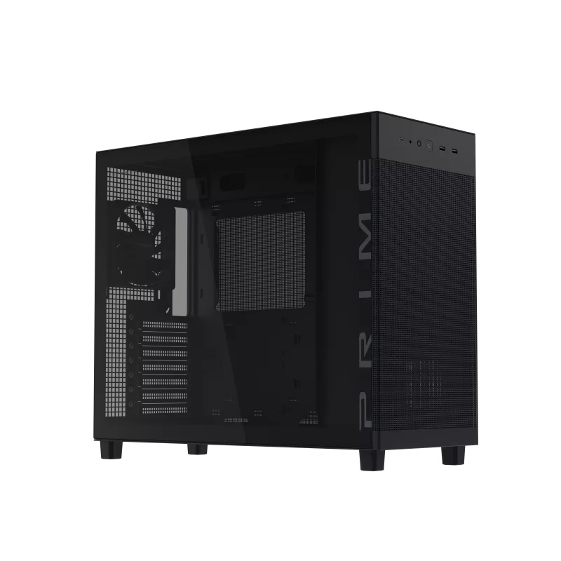 ASUS Prime AP303 Tempered Glass ATX Mid-Tower Case | 44L | 360mm GPU | 360mm Radiator | USB-C 20Gbps | Black