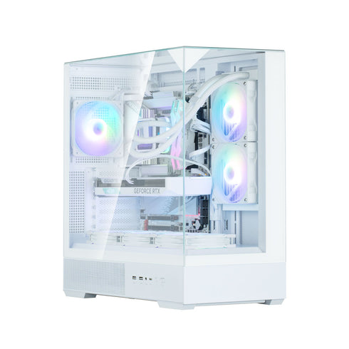 Zalman P40 Prism White ATX Mid-Tower PC Case – Tempered Glass, ARGB