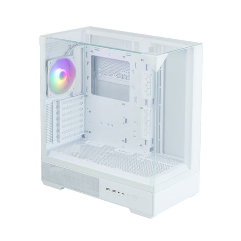 Zalman P40 Prism White ATX Mid-Tower PC Case – Tempered Glass, ARGB