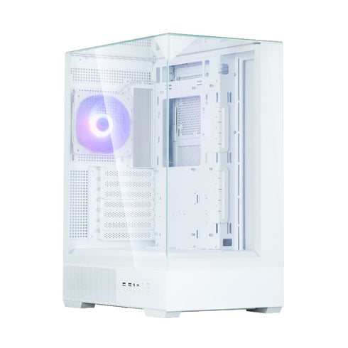 Zalman P40 Prism White ATX Mid-Tower PC Case – Tempered Glass, ARGB